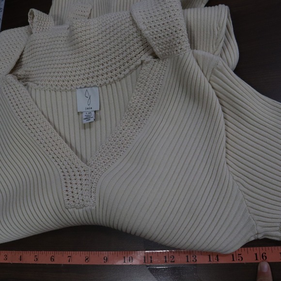 Joie Knit Midi Dress Womens L Beige Ribbed Classic Boho Staple Casual Chic - Picture 11 of 16